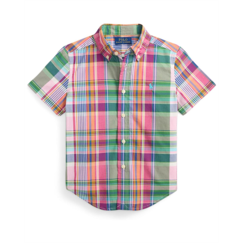 Boys Polo Ralph Lauren Kids Plaid Cotton Poplin Shirt (Toddler/Little Kid)