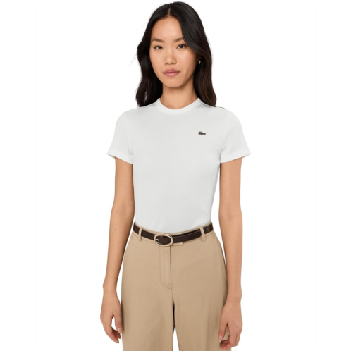 Womens Lacoste Slim Fit Ribbed Cotton T-Shirt