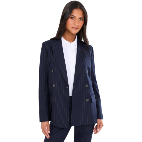 POLO Ralph Lauren Womens Lauren Ralph Lauren Pinstripe Double-breasted Twill Blazer