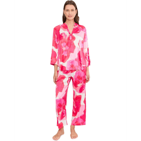 N by Natori Floria Printed Satin Mandarin Pajama Set