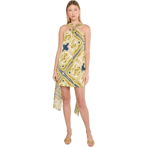Womens Avec Les Filles Satin Halter Scarf Mini Dress