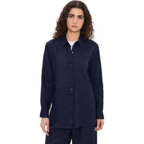 Eileen Fisher Organic Handkerchief Linen Classic Collar Long Shirt