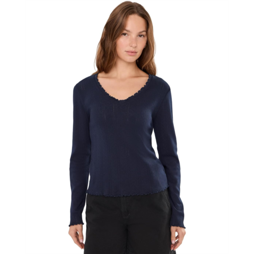 Womens NICZOE Pointelle Rib Cleo Long Sleeve Tee