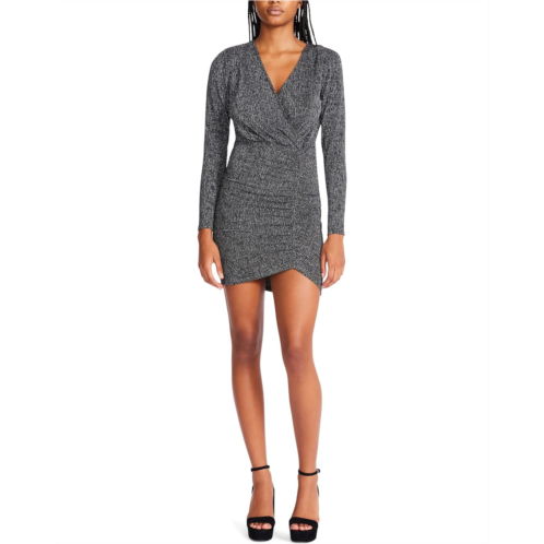 Womens Betsey Johnson Metallic Knit Faux Wrap Dress