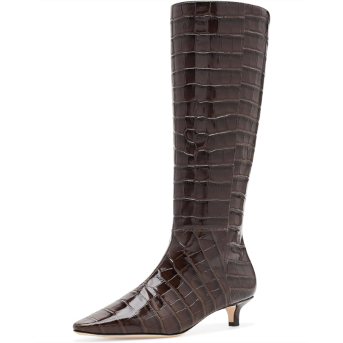 POLO Ralph Lauren Womens Lauren Ralph Lauren Francesca Croc-Embossed Tall Boot Heels
