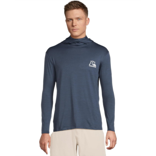 Mens Quiksilver DNA Logo Surf Long Sleeve Hooded Surf Tee