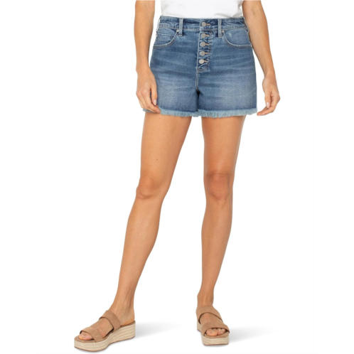 Womens Liverpool Los Angeles Christine High Rise A-line Short With Exposed Button & Fray Hem