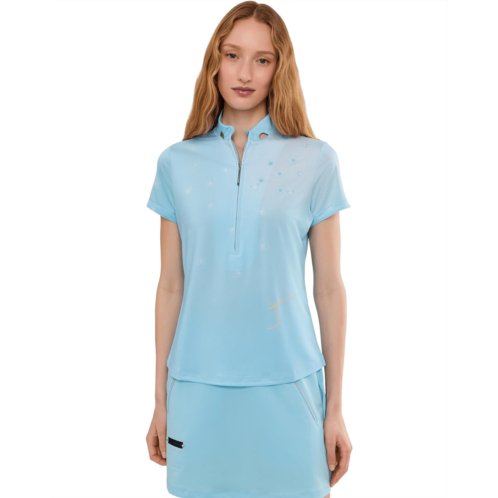 Jamie Sadock Happy Heart Top Short Sleeve Zip Neck