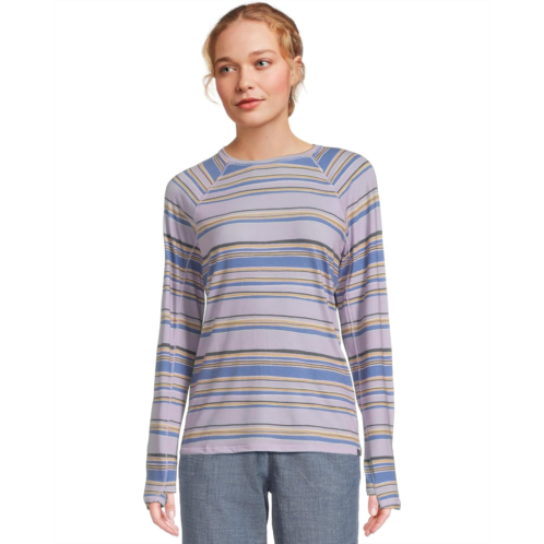 L.L.Bean Womens LLBean Everyday SunSmart Crew Neck Long-Sleeve Stripe Tee