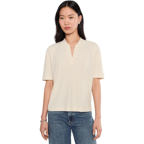 Womens Varley Kasey Mock Placket Rib Tee