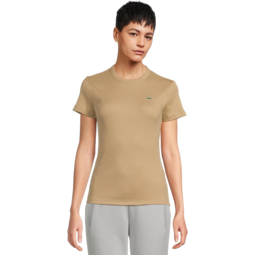Womens Lacoste Slim Fit Ribbed Cotton T-Shirt