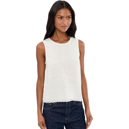 Madewell Lace-Trim Pleated Shell Top in 100% Linen