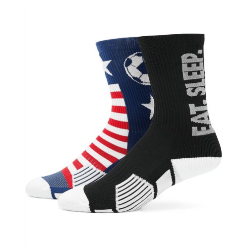 Kids ChalkTalk SPORTS Soccer Woven Mid-Calf Sock Set - Stars & Goals (Little Kid/Big Kid/Adult)