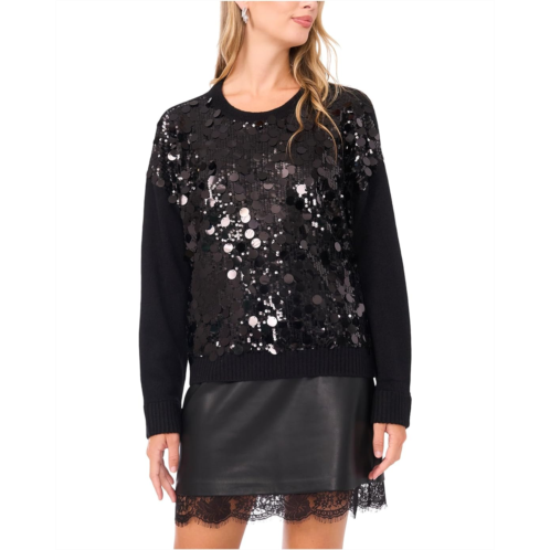 Womens Vince Camuto Multi Paillette Crew Neck