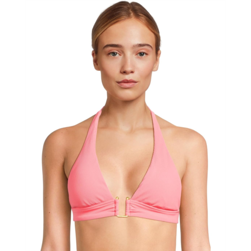 BECCA Modern Edge Rib Mira U Buckle Halter Top