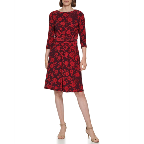 Tommy Hilfiger 3/4 Sleeve Jersey Ruched Fit-and-Flare