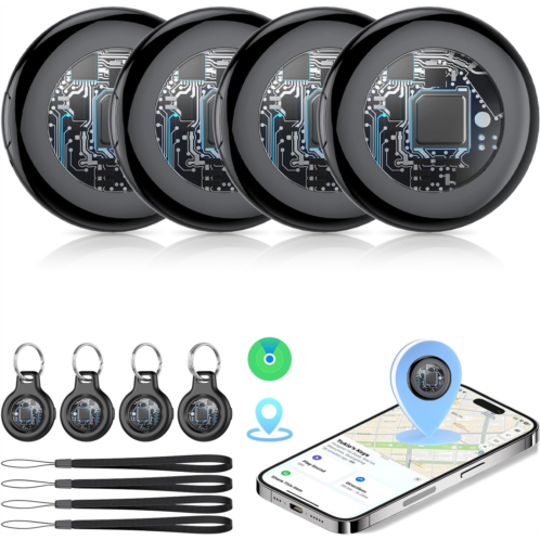 2026 New [Apple MFi Certified] Air Tracker Tags-4 Pack (iOS Only) Tukio Bluetooth Tracker for Apple Find My Replaceable Battery Key Finder and Item Locator Smart Tag for Keys B