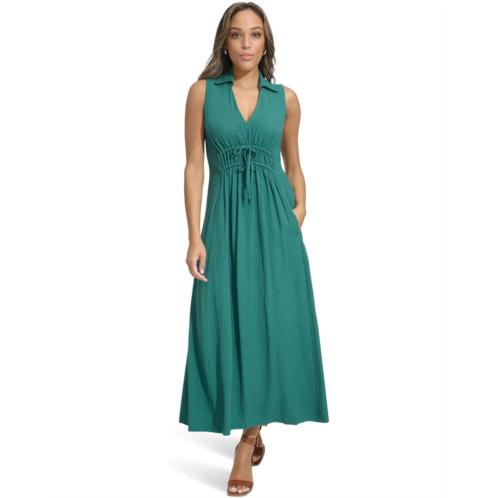 Calvin Klein Sleeveless Collared Gauze Dress