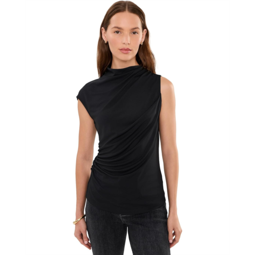 POLO Ralph Lauren Womens Lauren Ralph Lauren Shirred Stretch Jersey Mock Neck Top