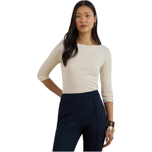 POLO RALPH LAUREN Rib-Knit Cotton-Blend Boatneck Tee