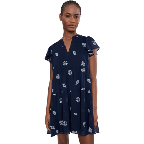 CeCe Flutter Sleeve Embroidered Dress