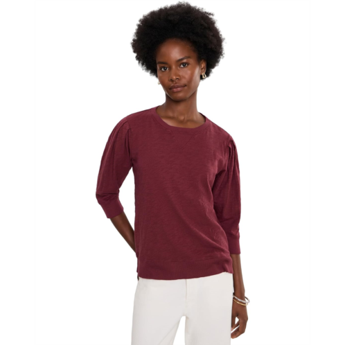 Womens Mod-o-doc 3/4 Pleated Sleeve Crew Neck Top