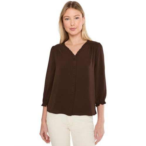 Womens CeCe 3/4 Sleeve Ruffled V-Neck Blouse