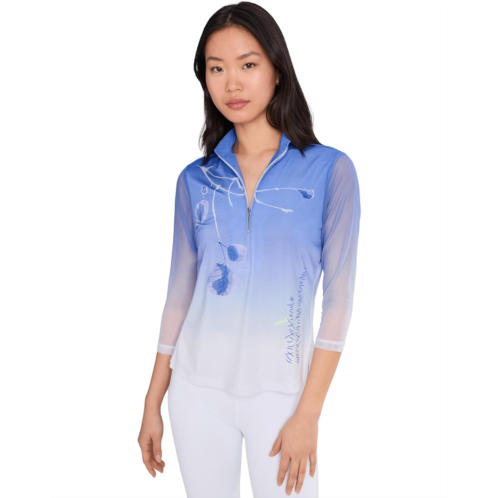 Womens Jamie Sadock Long Sleeve Short Stand Collar Quarter Zip Front