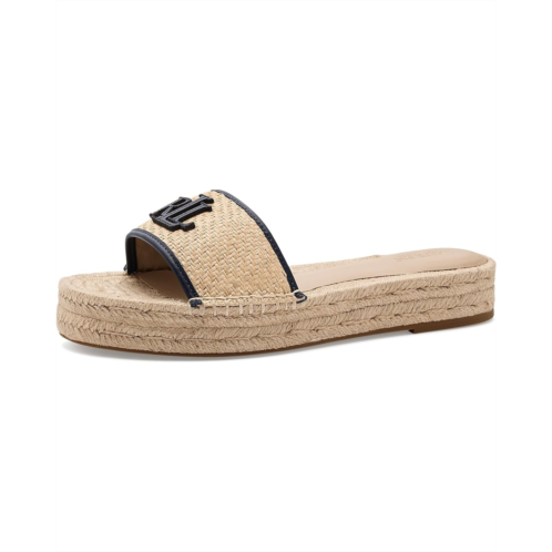POLO Ralph Lauren Womens Lauren Ralph Lauren Polly Leather-Trim Raffia Espadrille