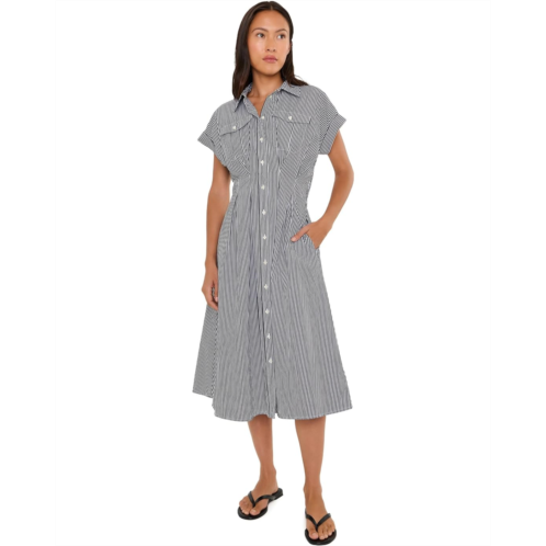POLO RALPH LAUREN Petite Striped Pleated Broadcloth Shirtdress
