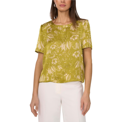 Womens Vince Camuto Short Sleeve Crew Neck Blouse