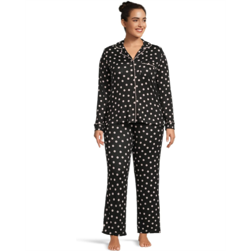 Kate Spade New York Long Sleeve Sweater Knit Notch Collar PJ Set