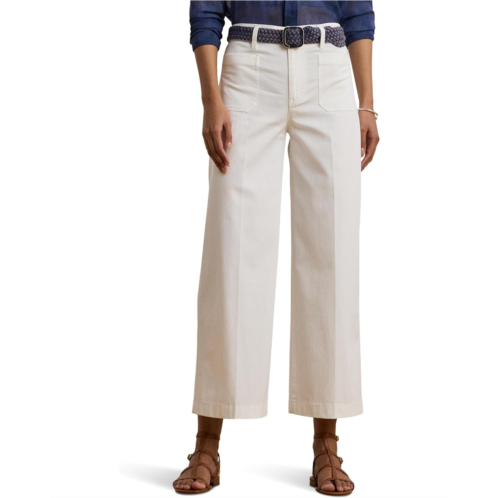 POLO RALPH LAUREN Womens Lauren Ralph Lauren Stretch Chino Wide-Leg Cropped Pants