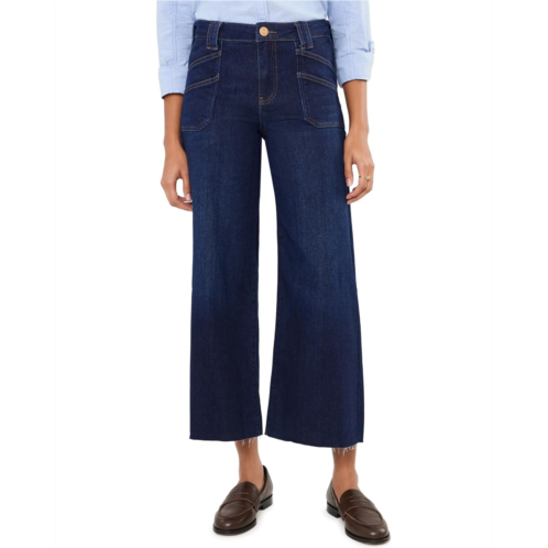 Womens KUT from the Kloth Meg High-Rise Front Patch Pocket Wide Leg Raw Hem in Director/Dark Base Wash