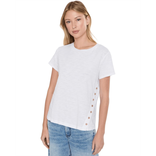 Womens Elliott Lauren Upper Deck - Short Sleeve Tee with Assymetrical Side Button Detail