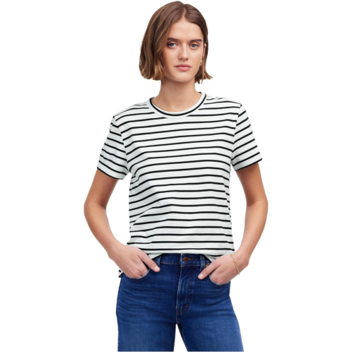 Womens Madewell Cotton Perfect Crewneck Tee Stripe