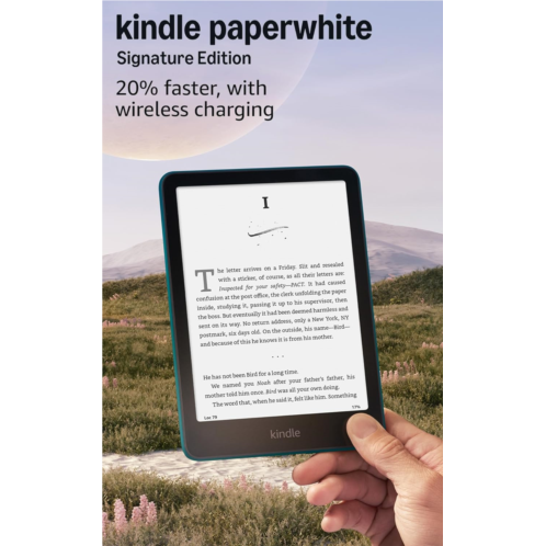 Amazon Kindle Paperwhite Signature Edition 32GB (newest model) - 20% faster with auto-adjusting front light wireless charging and weeks of battery life - Metallic Jade