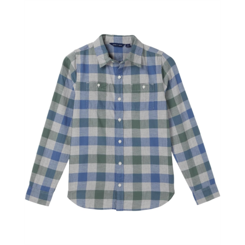 Janie and Jack Plaid Twill Button Down Shirt (Toddler/Little Kid/Big Kid)