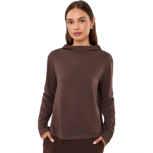 Womens Eileen Fisher Cozy Brushed Terry Hug Funnel Neck Top