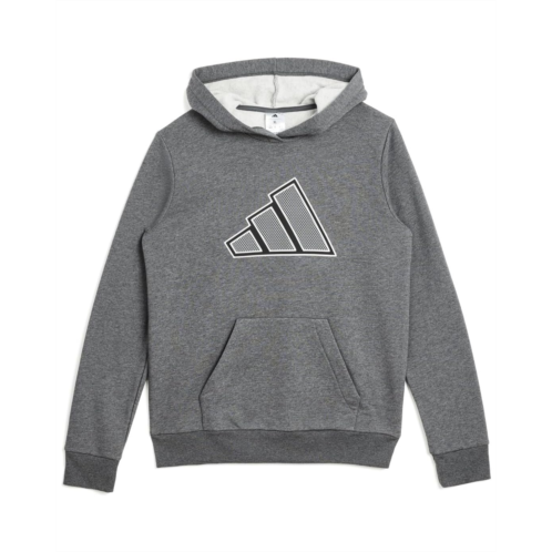 Adidas Kids Mesh 3-Bar Heather Hooded Pullover (Big Kid)