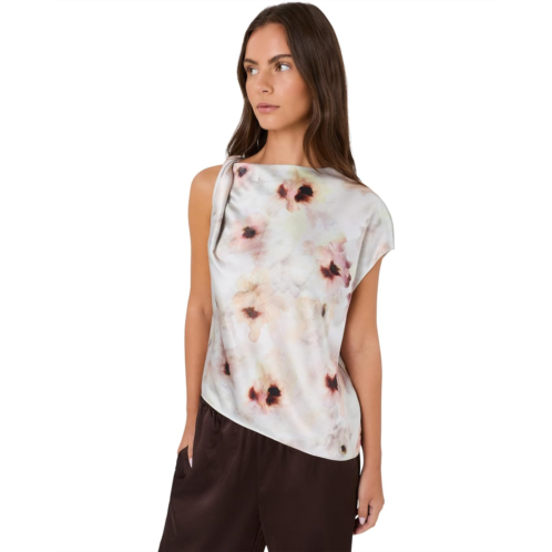 Womens Vince Watercolor Floral Twist Shoulder Top