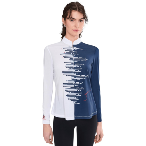 Jamie Sadock Sunsense Positive-Negative Split Tone Long Sleeve Top
