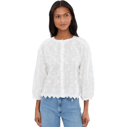 Mod-o-doc 3/4 Sleeve Crew Neck Lace Top