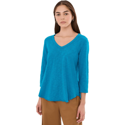 Womens Mod-o-doc 3/4 Sleeve V-Neck Tee with Curved Hem
