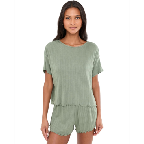 Womens Eberjey Pointelle Short Sleeve Tee