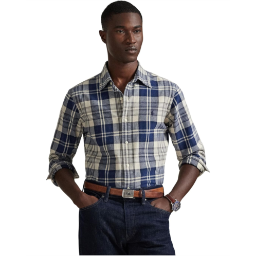 Mens Polo Ralph Lauren Classic Fit Plaid Brushed Oxford Shirt