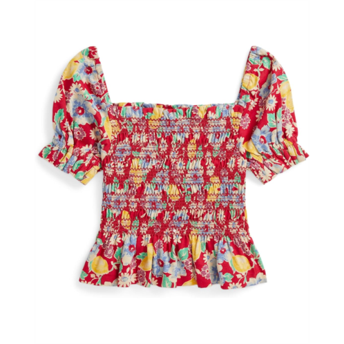Polo Ralph Lauren Kids Floral Smocked Cotton Jersey Top (Toddler/Little Kid)