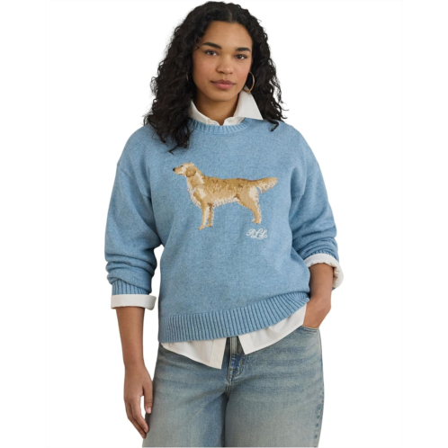 POLO Ralph Lauren Womens Lauren Ralph Lauren Plus Size Intarsia-Knit Golden Retriever Sweater