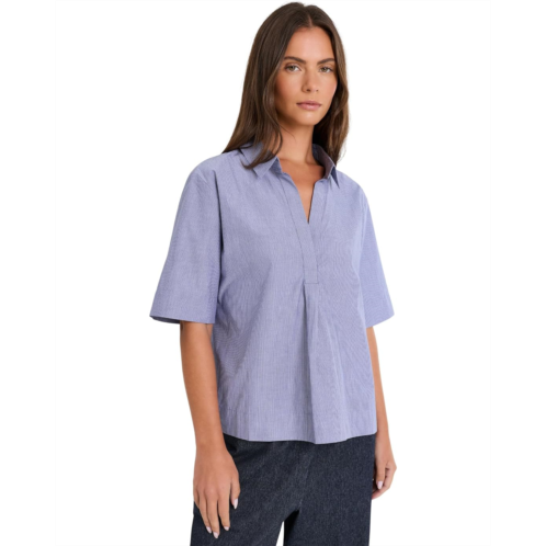 Eileen Fisher Striped Poplin Classic Collar Top