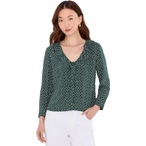 Womens Madewell Ruffled V-Neck Long-Sleeve Top